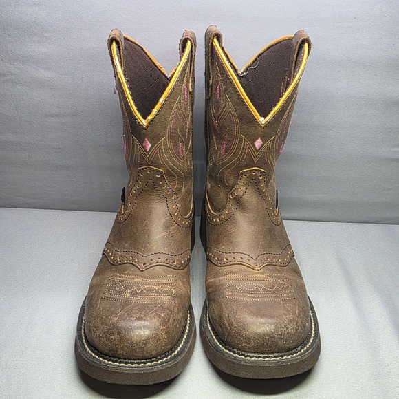 Justin Gypsy Gemma Boots Women's Size 9B Brown Shetland Buffalo Leather GY9526 - Picture 3 of 16